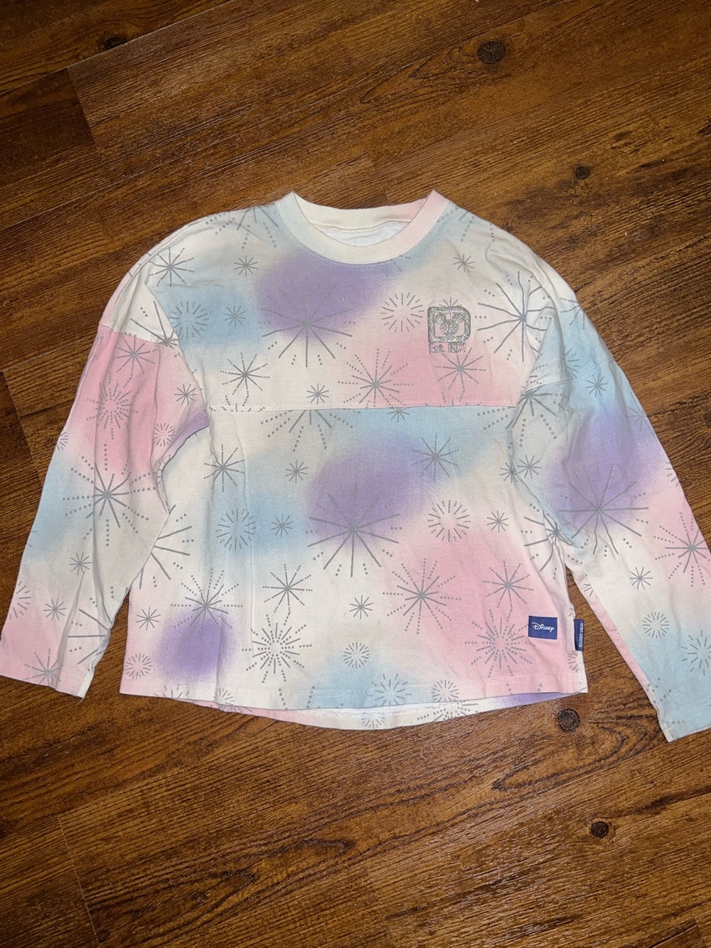 Disney Pastel Tie Dye Firework Spirit Jersey  Crewneck Long Sleeve Kids Size XL